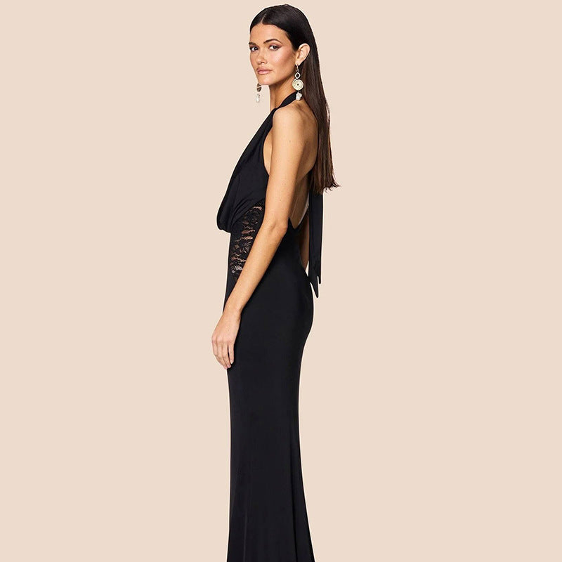 Aurea Women's V Long Swing Collar Stitched Dress