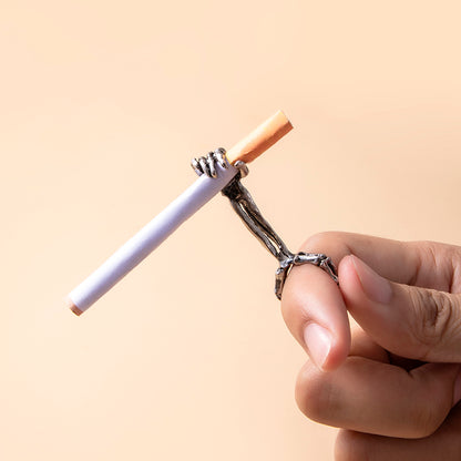 Punky Skeleton Cigarette Holder Ring