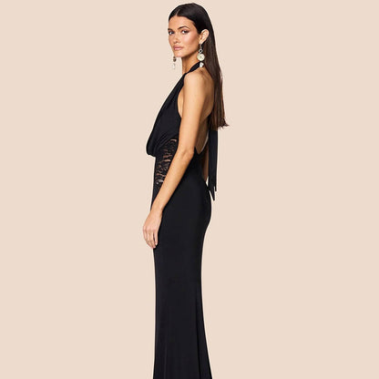 Aurea Women's V Long Swing Collar Stitched Dress